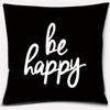 Black and White English Sentence Series Printed Square Home Decor Pillow Cover Car Sofa Cushion