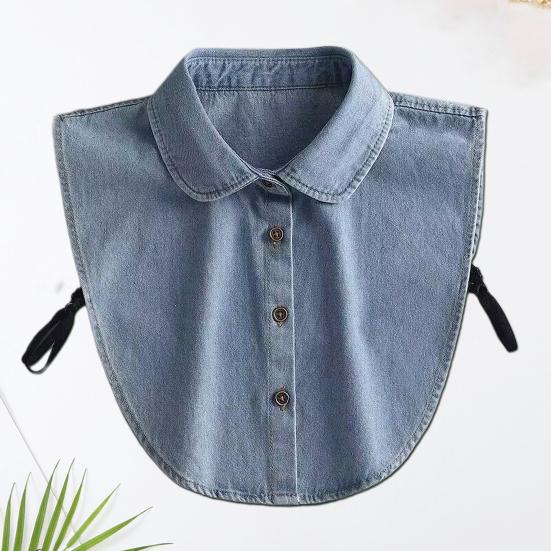 Women Fake Collar with Adjustable Straps Lapel Buttons Closure Detachable Shirt Collar Versatile Decoration