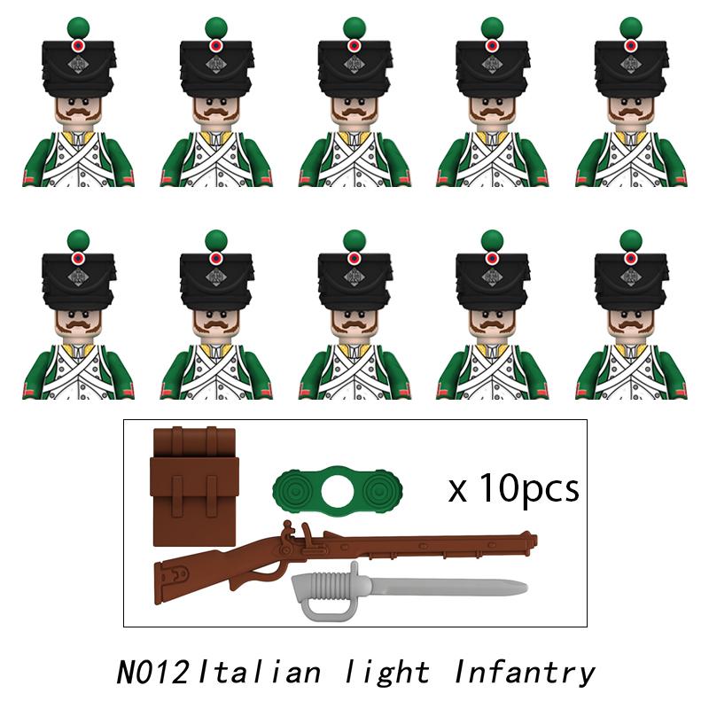 10 шт. Наполеоновские войны военные солдаты строительные блоки мини фигурки WW2 французские британские винтовки фузилеров оружие игрушки для детей