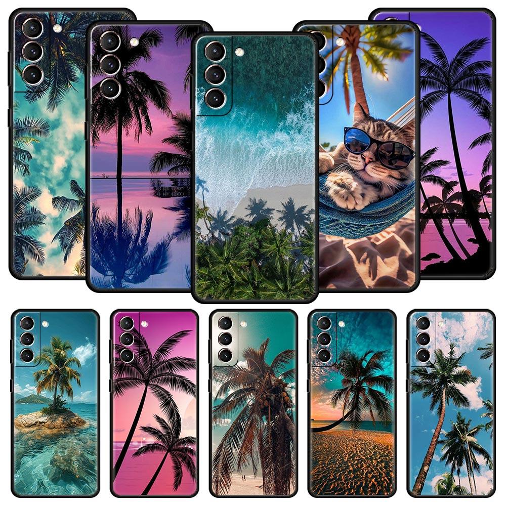 Чехол для телефона Кокосовая пальма для Samsung Galaxy S24 S23 S22 S20 Ultra S21 FE 5G S10 S9 Plus S10E S8 Мягкий чехол