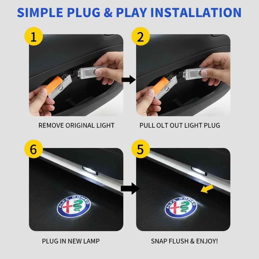2Pcs For Alfa Romeo LED Car Door Welcome Light Logo Projector Giulia Giulietta Mito Stelvio Brera 147 156 159 Welcome LightKB1