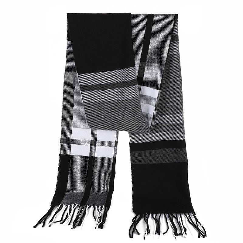 New Autumn And Winter Men'S Versatile Fashion Trend Tassel Scarf Shawl For Warmth Solid Color Thick Wool Good Quality High Cost-Effectiveness