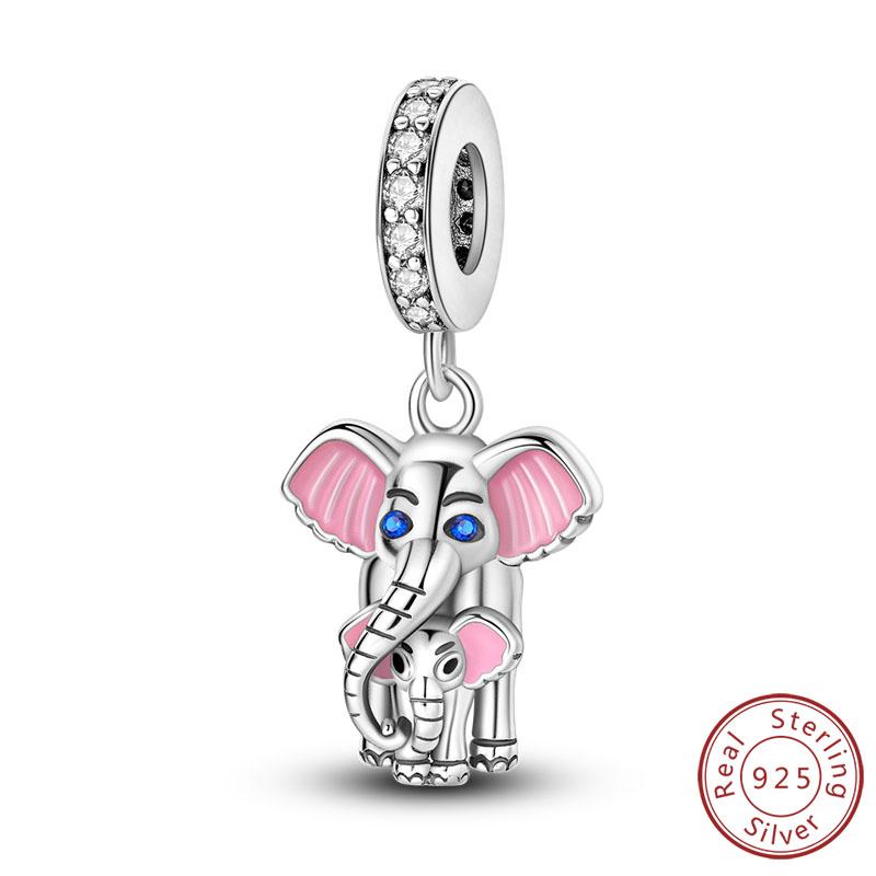 925 Silver Elephant Charm Beads Vintage Pendant for Women Fine Jewelry Gifts Fit Bracelet Necklace Handmade
