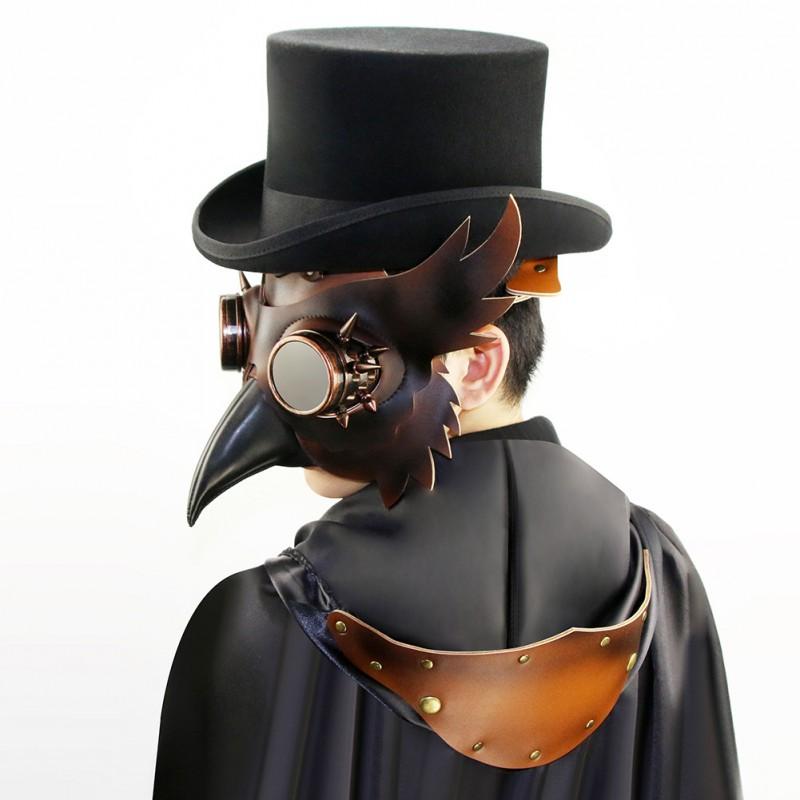 Steampunk Plague Doctor Bird Beak Mask Halloween Costume Prop PU Animal Face Cover Cosplay Party Bar