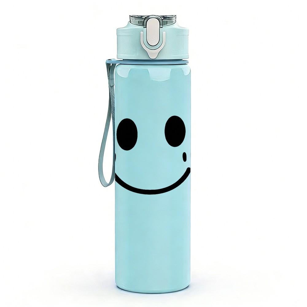 1PC Pinch Cheek Smiley 750ml Color Plastic Sports Water Bottle Leakproof Flip Straw Lid Suitable for Sports Office Home Use