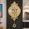 Brass Wall Clock Living Room Fashion Light Luxury Wall Watch Luxury Bedroom Silent Swing Clocks Entrance Decoration Ornaments