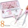 8pcs/Set Ruler Compass Pencil Set Geometry Maths Drawing Stationery Mathematical for Boys Girls Gift Office Stationery Supplies