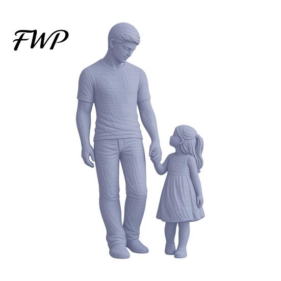 Realistic Family Keepsake Father and Daughter Figurines, Dad Statues Warm Hand-Holding Design, Day Ornament Sculpted Handmade Figures Gifts