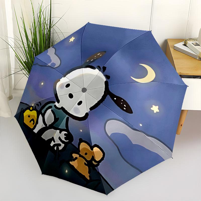 1pc Nightly Adventure: Cute Bunny & Friends Umbrella - Automatic Opening/Closing, Foldable Design, Outdoor, Festive Gift for Fans, Travelers, Everyday