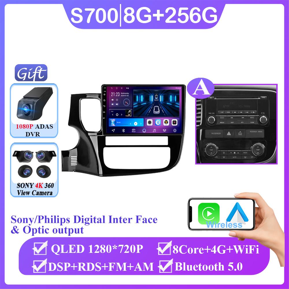 Навигация GPS Android 14 Авто Для Mitsubishi Outlander 3 2012-2018 Carplay Автомобильный Видеоплеер 2din DVD Мультимедийная Головное Устройство 2K BT