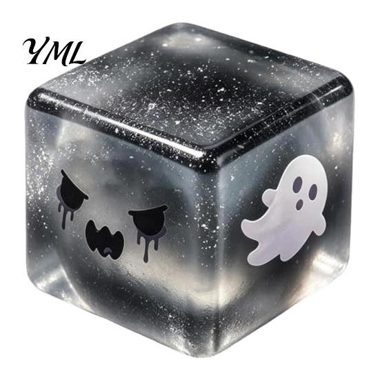 Handmade Diy Craft Accessories Halloween Ghost Squeeze Cube, Glitter Slow Rising Fidget Toy, Unique Board Game Dice Soft Decompression Sensory Toy for
