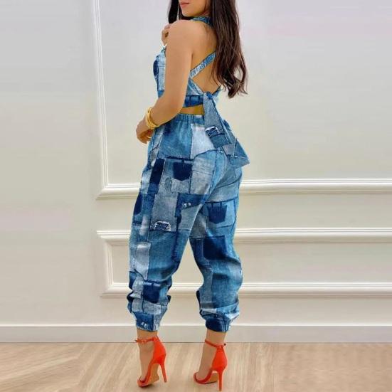 Женский комбинезон с квадратным воротником и открытыми плечами, без рукавов, на шнуровке, с карманами, с цветочным узором, длинные комбинезоны, уличная одежда