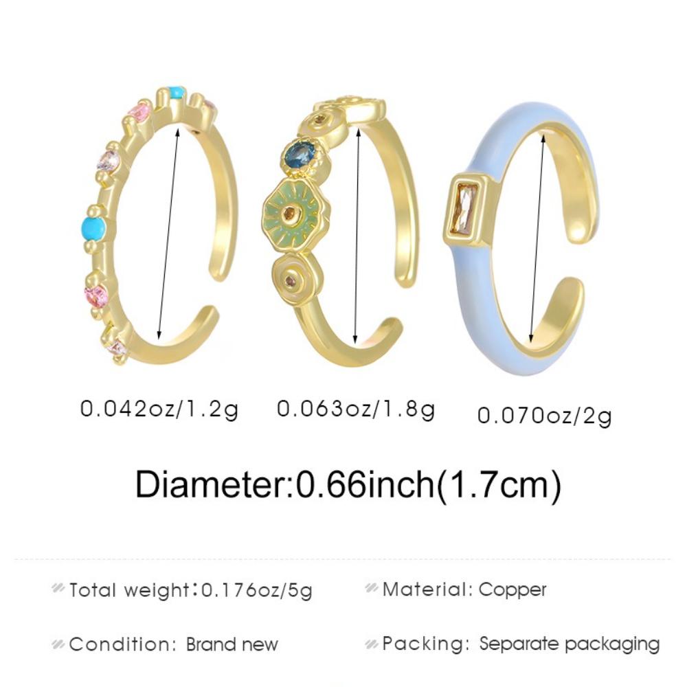Trendy Temperament Enamel Lotus Leaf Fritillaria Colored Zircon Open Stackable Ring for Women Stainless Steel Designer Jewelry