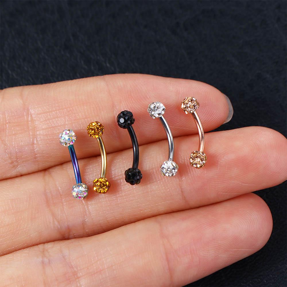 Stainless Steel Rhinestone Piercing Ring Ball Nose Ring Eyebrow Stud Fake Lip Stud Piercing Jewelry