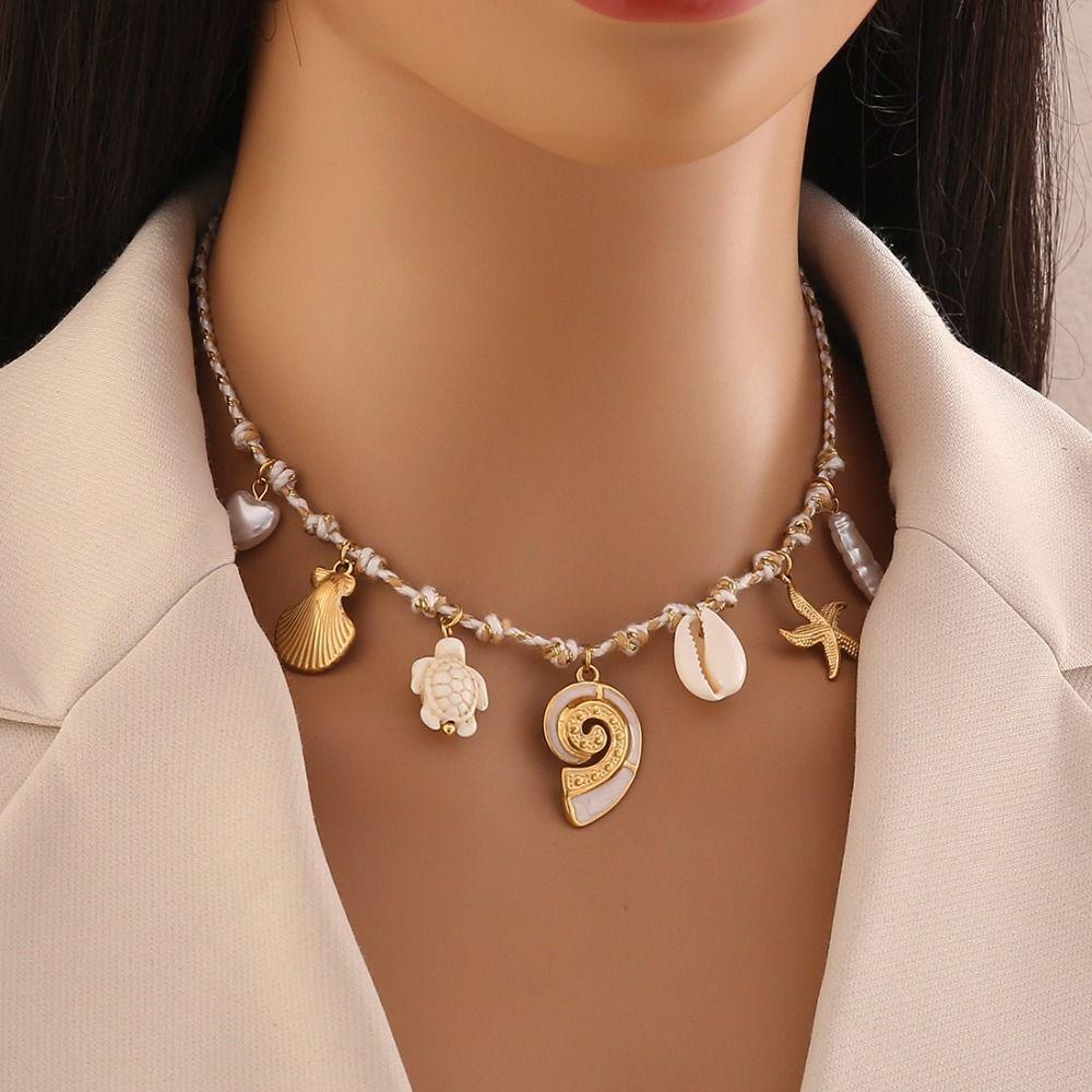 Богемское ожерелье со звездой Морская серия Ожерелье на ключицу Модное океаническое ожерелье Лето