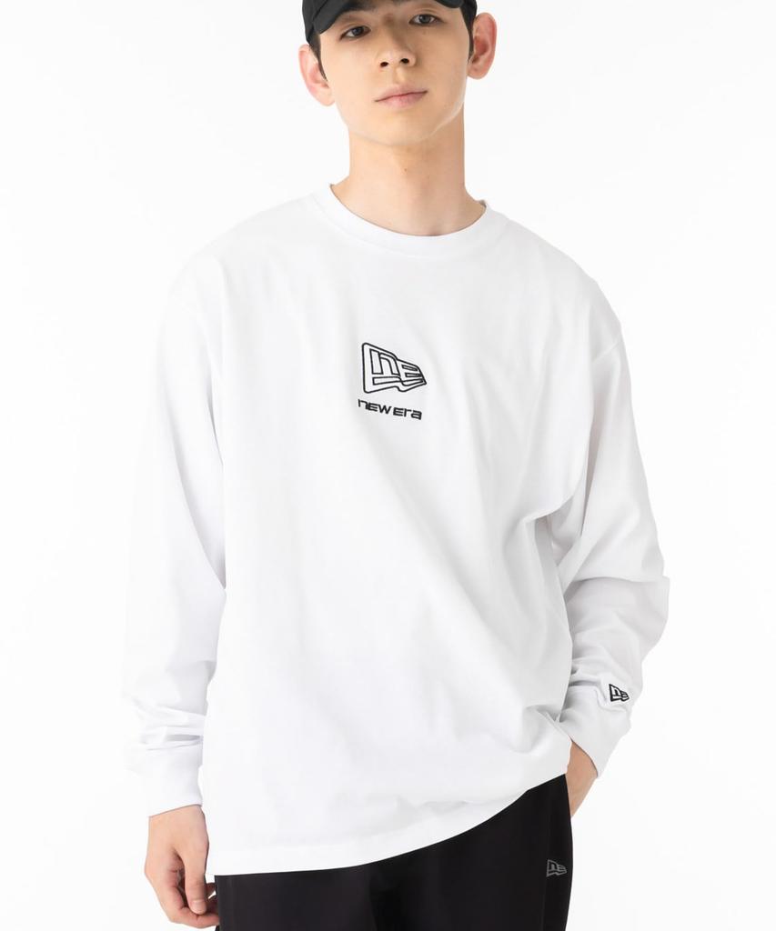 NEW ERA Oversized Cotton Tee 15129360 White Box Logo Long Sleeve Street XL L/S T-shirt