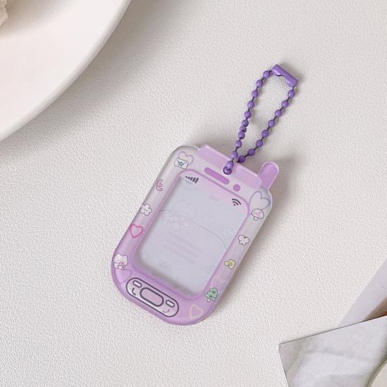 Мини-держатель для карт из акрила Милый мультяшный значок на телефон для фото на удостоверение личности Брелок-дисплей Жесткий защитный чехол для школы, офиса и коллекционирования