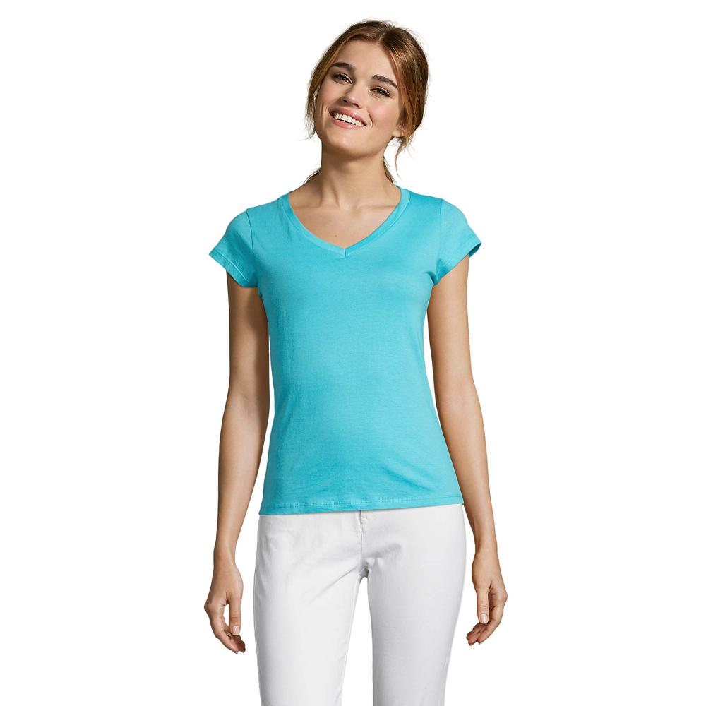Womens/Ladies Moon V Neck T-Shirt