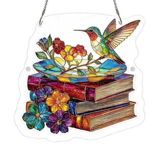 yangyizhi Suncatcher Puzzle Pendant, Durable Acrylic Window Hanging, with 3D Pattern, Stained Glass Effect Waterproof Decorative Ornament, for