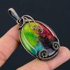Fancy Rainbow Solar Quartz Gemstone Jewelry Pure Copper Wire Wrapped Handmade Pendant