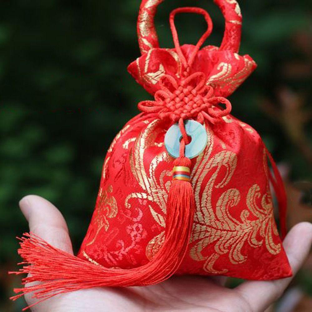 Large Capacity Canvas Flower Drawstring Bag Chinese Style New Year Bucket Bag Female/Girls