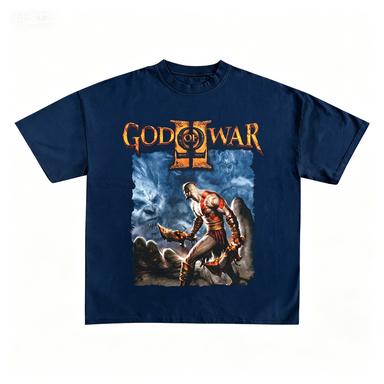 God Of War Ii Kratos Classic Game Cover Vintage Print White Crew Neck Short Sleeve Playstation Fan Merch Tee Shirt