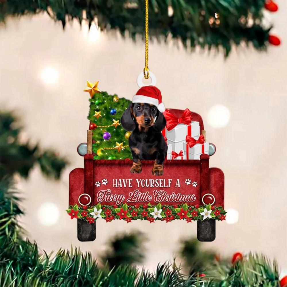 2D Dachshund Pendant Merry Christmas Acrylic Christmas Dog Pendants  Window Door