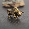 Brass Bullfighting Statue, Lucky Copper Animal Figurine, Wealth Bringing Miniature Ornament for Home & Office Desk Decor