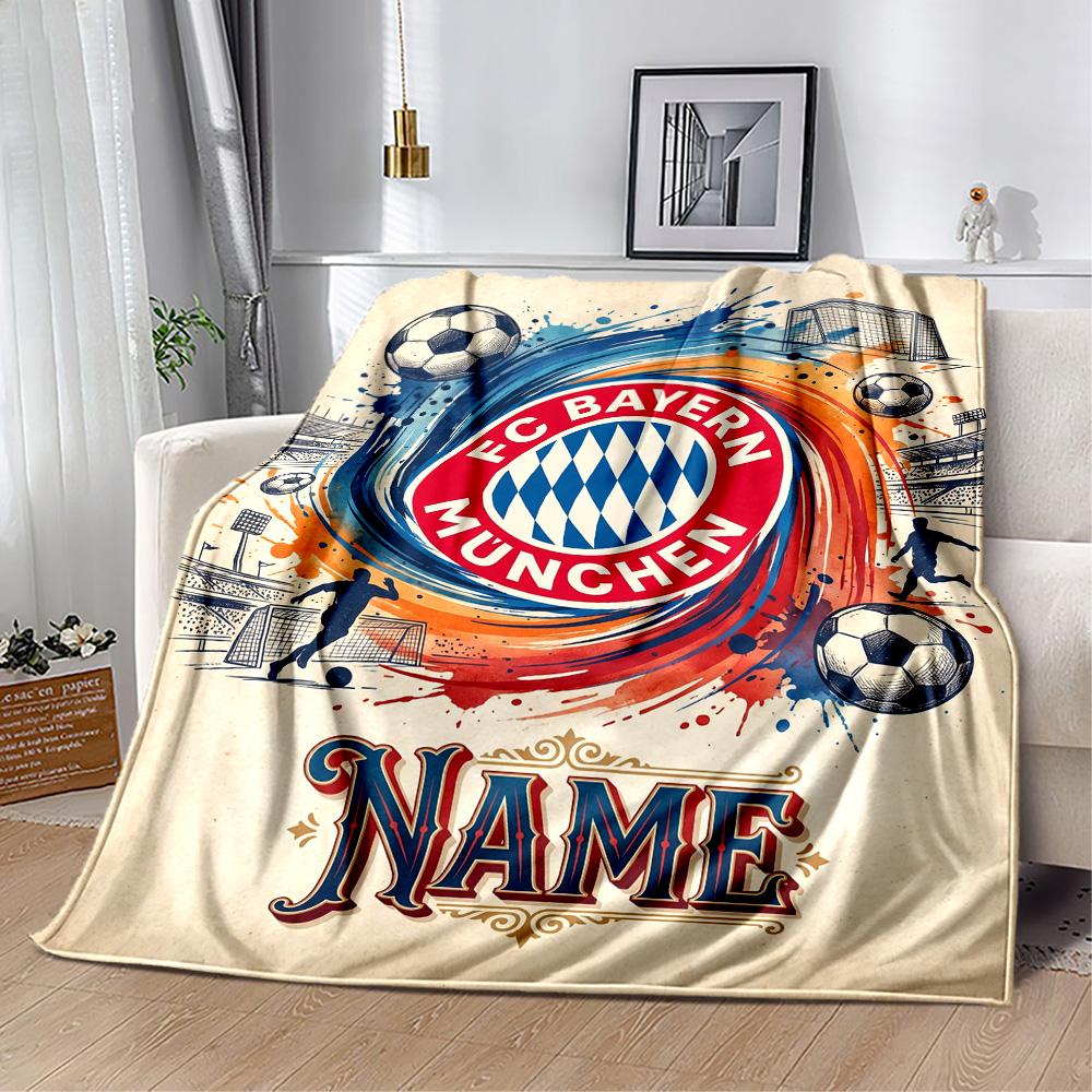 Bayern Munich Soccer Art Customize Text Blanket Multi-purpose Customizable Blanket Durable Comfort Great for Bed Office Chair Bedding for All Occasion
