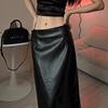 Женская кожаная юбка из искусственной кожи 2024 года, новая модель с высокой талией и бедрами, узкая длинная юбка, юбка средней и длинной длины