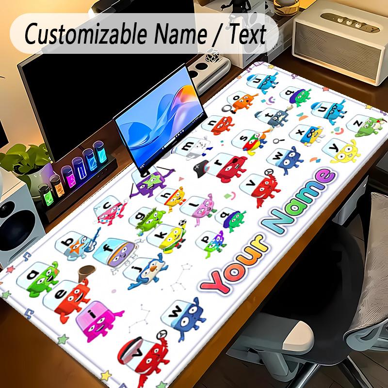 Large Mouse PadAlphablocks Custom Name Text Personalized Desk Mat Non Slip Gaming Pad