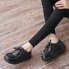 Genuine Leather Women Walking Shoes 5cm High Wedges Heels Shoes Lace-up Platform Shoes Loafers Mother Shoes
