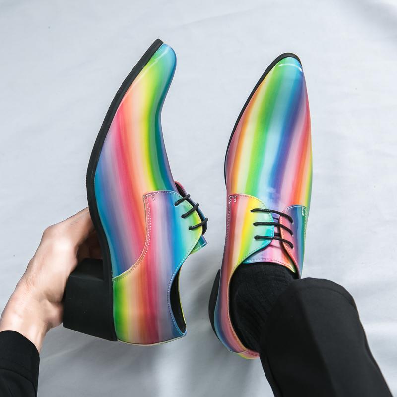 Вечернее платье Кожаная обувь Мужская Цвет Деловая Свадебная обувь Для мужчины Клубы Формальная обувь Высокий каблук Обувь для увеличения роста