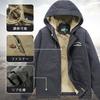 Boa Hooded Fleece Jacket Windproof Cold Protection Mountain Climbing Commuting Work Clothes Casual Winter 1883 [Manatsulife] Men's (3XL, Black)