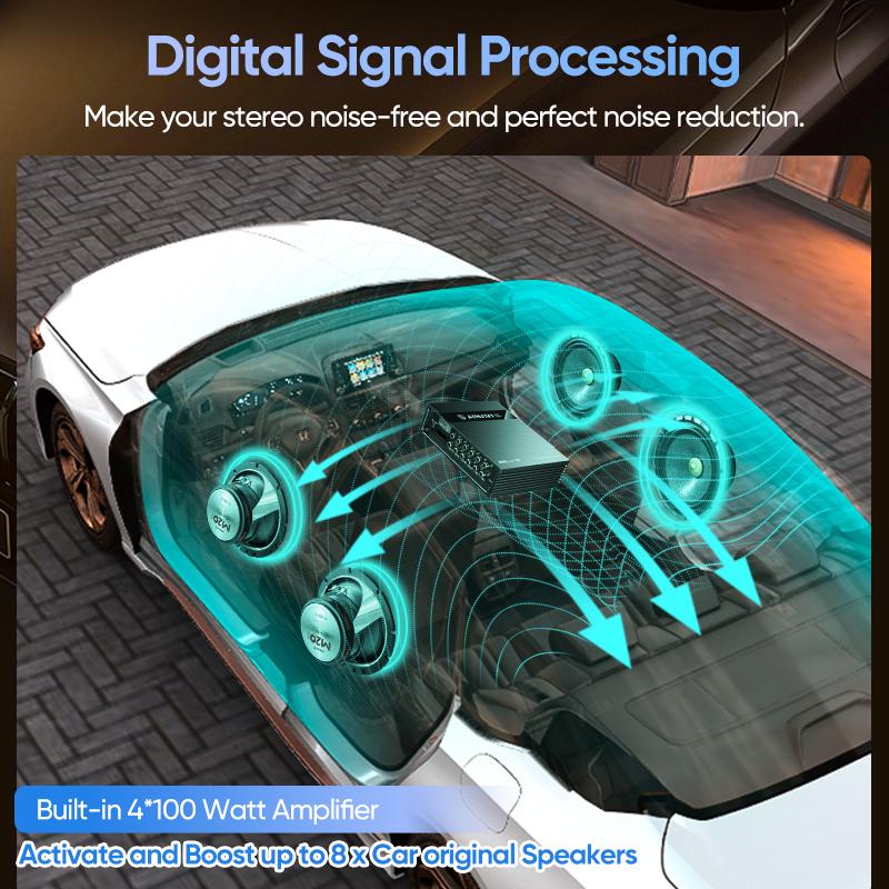 Ainavi P48E DSP For Honda Fit Civic Accord Odyssey CR-V Processor Bluetooth Car Amplifier 4 Channels Audio Low Amp for Car Sound