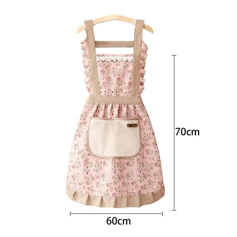 1Pc Cute Canvas Home Apron For Women'S Kitchen Cooking, Breathable, Anti Fouling, Wear Resistant, Cleaning, New Canvas Apron