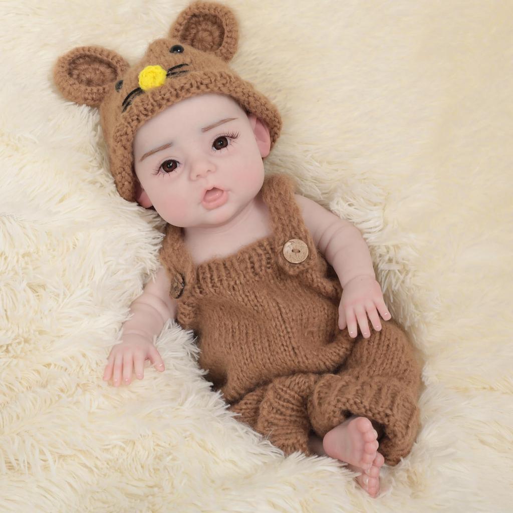 45cm Full Silicone Doll Baby Doll Real Doll Simulation Baby Newborn Christmas Gift Birthday Gift for Nursing Practice Mommy Experience Family Dating