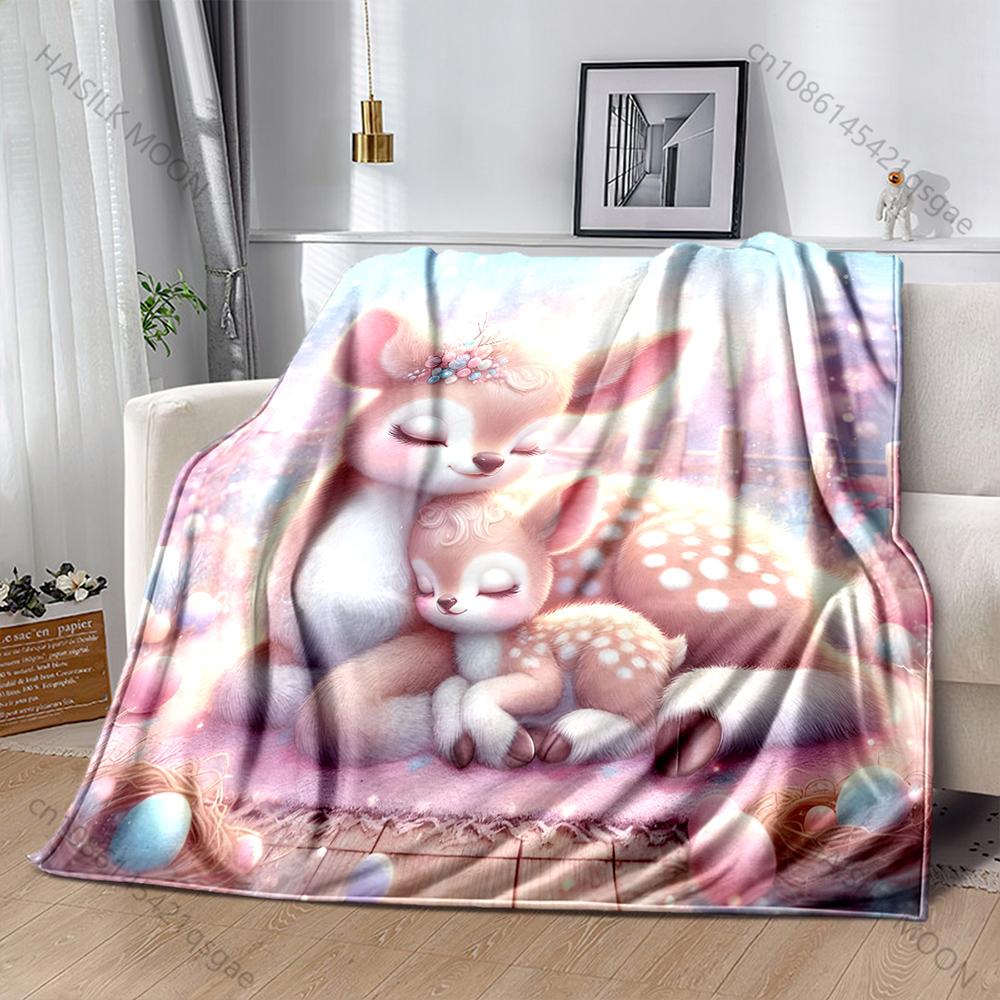 Pink Dreamy Fawn Motherly Love Blanket Warm Soft Fluffy Kids Adult Luxury Gifts for Sofa Bed Home Outdoor Travel Camping Blanket