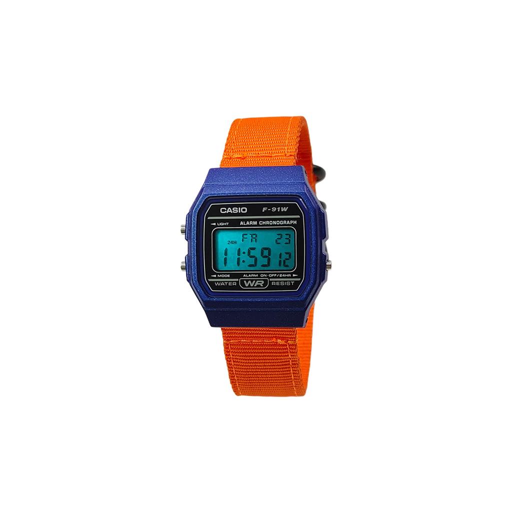 Casio Часы Custom Collection, кварцевый механизм, нейлоновый ремешок, мужские, черный циферблат, F-91WM-2A(Watch5--)