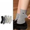 Female Spring and Autumn Love Embroidery Sweat Breathable Boneless In The Tube Pile Pile Cotton Socks