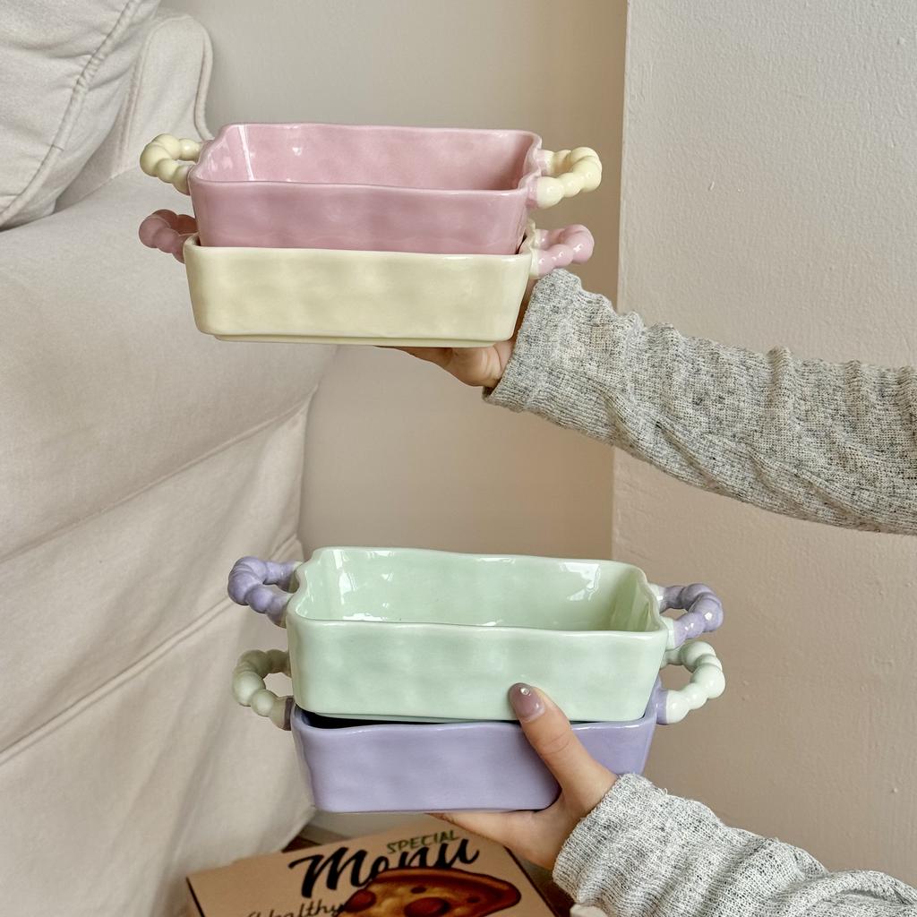 Противень для выпечки риса с сыром Single Ins, керамическая миска с двойным ушком, ручная форма для выпечки, бытовая микроволновая печь, десертная тарелка