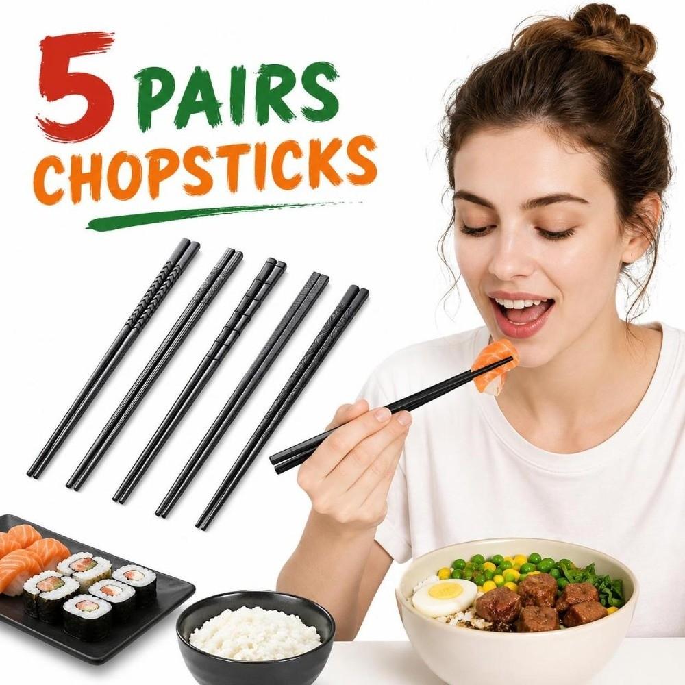 Non-Slip Sushi Chopsticks Dishwasher Safe Chinese Chopsticks New Black Chopsticks Asian Cuisine