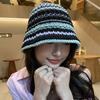 Spring and Summer Thin Handmade Knitted Fisherman Hat Striped Soft Top Basin Hat Versatile Sun Protection Travel Visor
