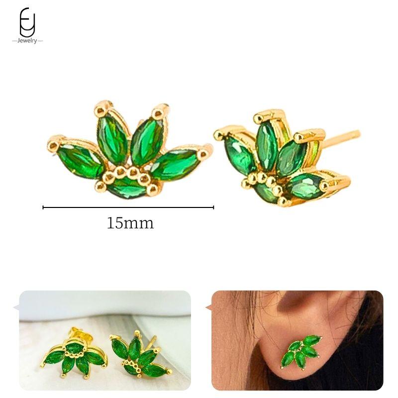 Серьги из стерлингового серебра 925 пробы с зеленым цирконом, золотые серьги-кольца в форме сердца для женщин, изящные пусеты, роскошные ювелирные изделия, подарки