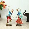 Wrought Iron Showpiece Figurine Playing Dandia Multicolor