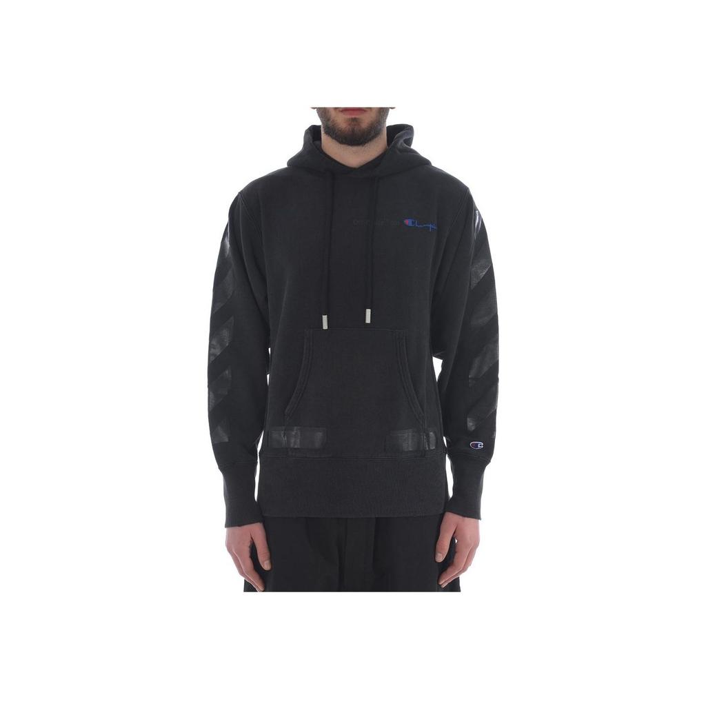 Off-White Twill Hooded Letter Logo Embroidered Long Sleeve Sweatshirt Men Sweatshirt Black OMBB027S18875050-1010