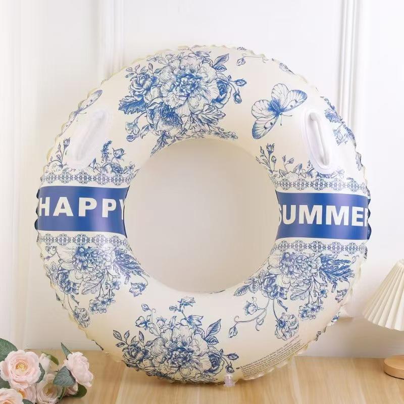 Inflatable Sequined Swim Ring with Handles and Double Airbags for Water Park Rafting