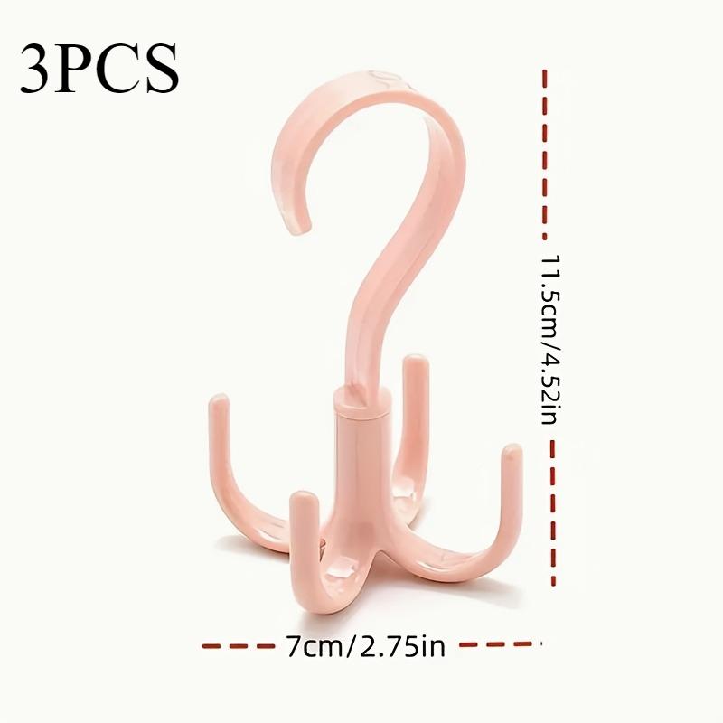 3PCS Rotary 4-claw multi-purpose hanger hook hanger, tie, scarf, clothes hanger, plastic hook shoe hanger