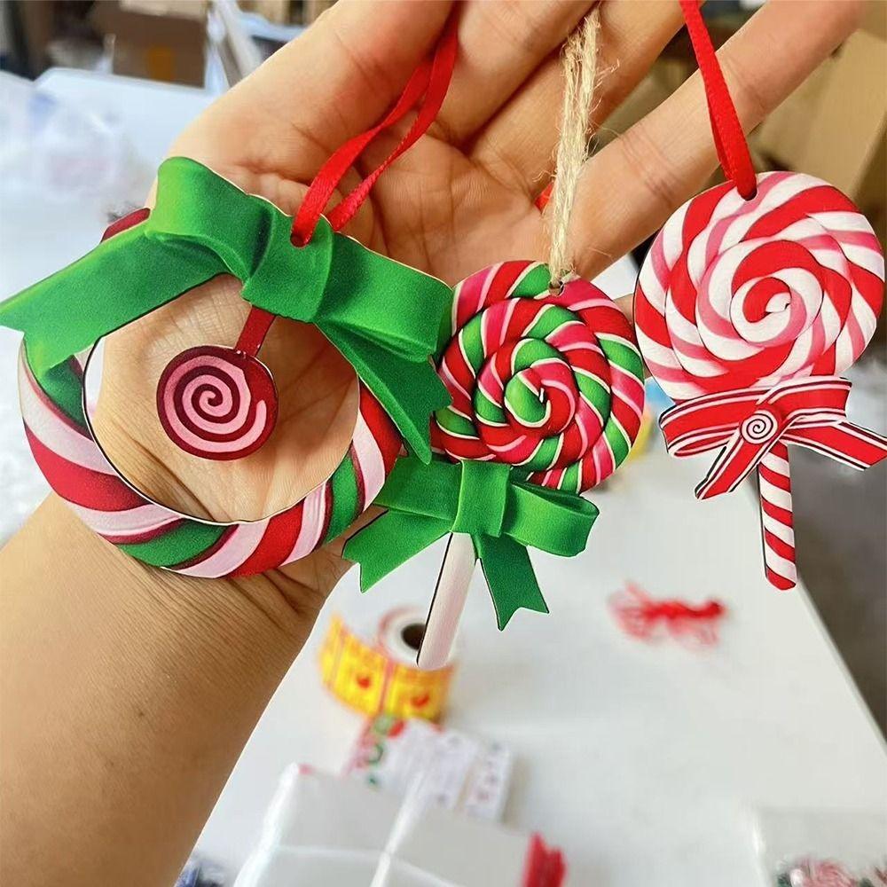 16Pcs Colorful Mini Christmas Candy Cane Ornaments Christmas Hanging Decorations New Year Party