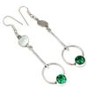 Emerald Quartz Gemstone Handmade Silver Jewelry Earrings 1.5''